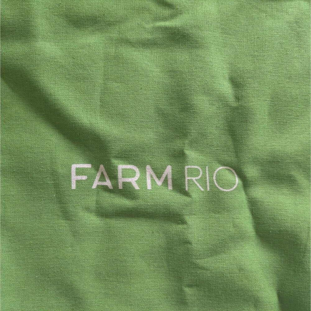 NWOT Farm Rio Green Logo Drawstring Cloth Bag - Picture 2 of 4